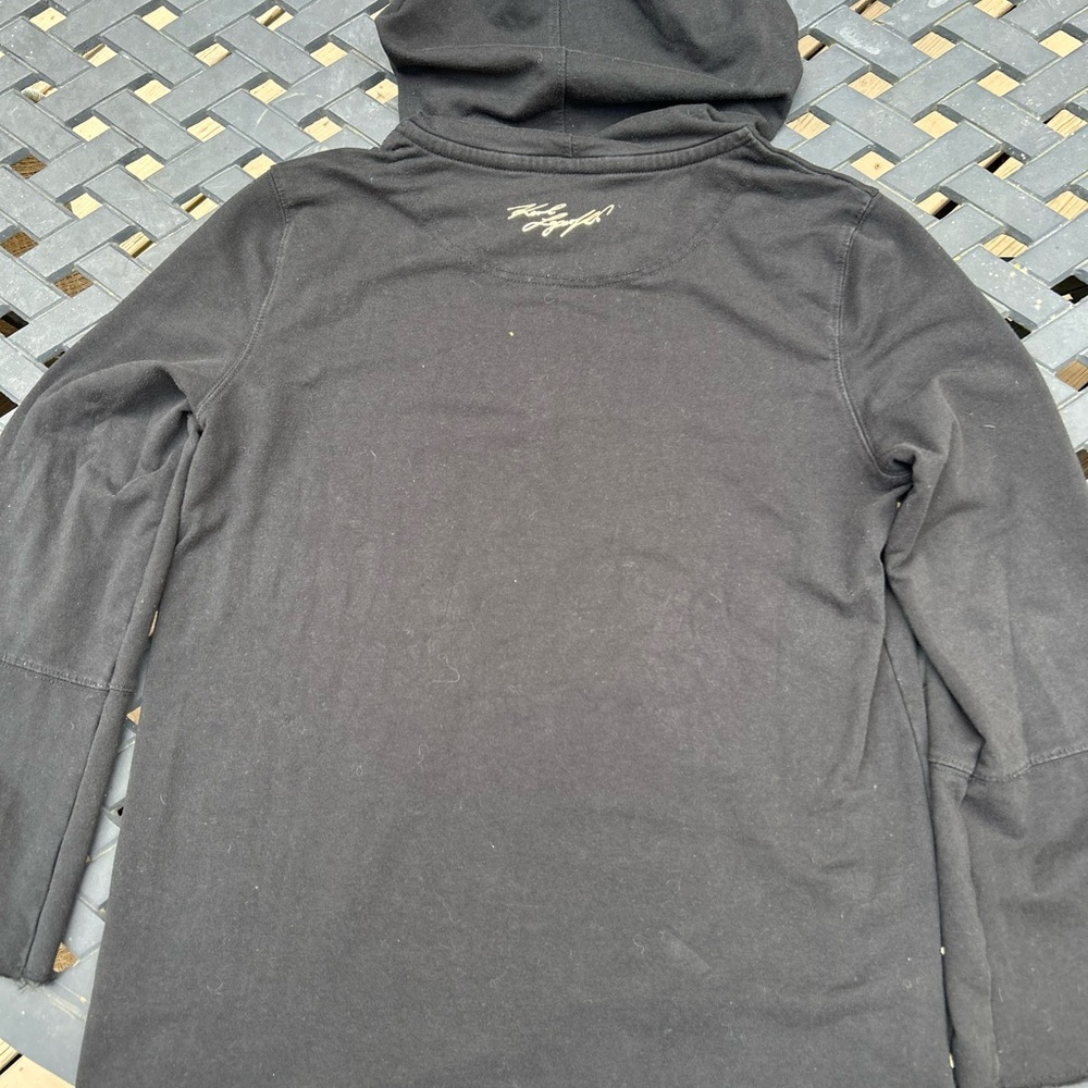 Karl Lagerfeld Paris Choupette Cat Gold Glitter Black Hoodie Sweatshirt Size M - Picture 10 of 16